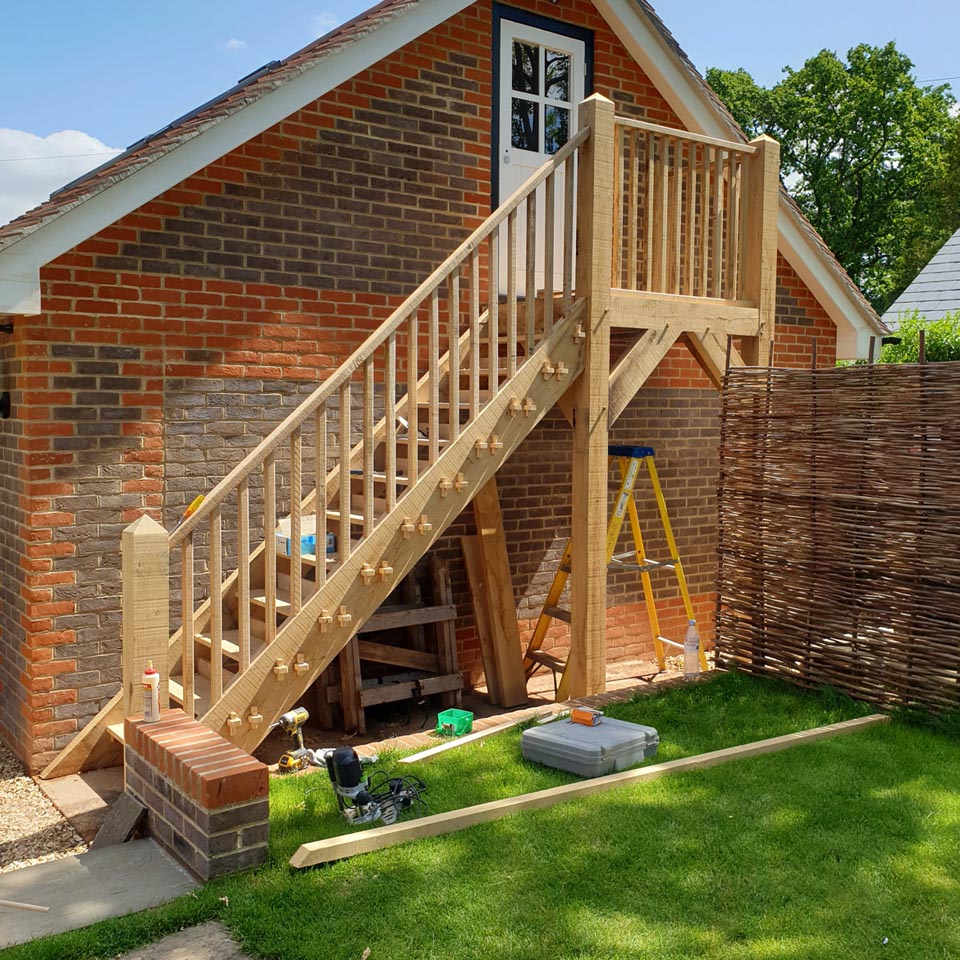 Bespoke green oak staircase, Upper Basildon